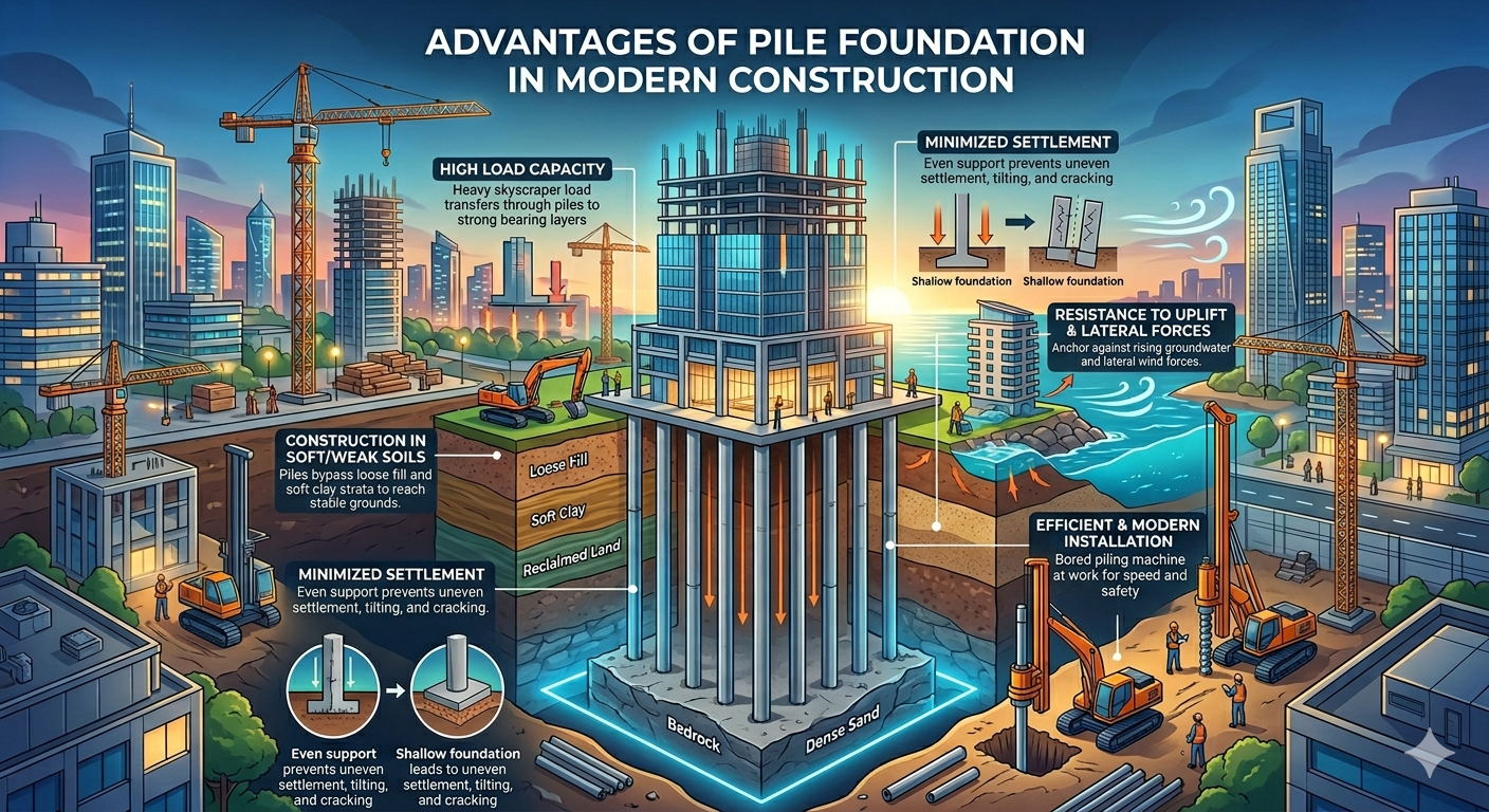 Read more about the article Advantages of Pile Foundation in Modern Construction